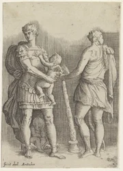 Perseus mit zwei Putti und Herkules, von hinten gesehen