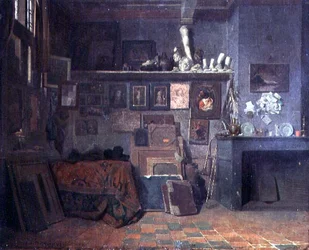 Innenansicht eines Künstlerateliers, ca. 1870