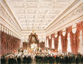 Die Hochzeit von Maximilian von Habsburg-Lothringen (1832-67) Erzherzog von Österreich und Charlotte von Sachsen-Coburg-Gotha (1840-1927) Prinzessin von Belgien, im Schloss von Brüssel am 21. Juli 1857