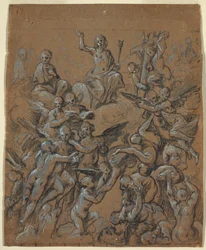 Zeichnung, Christus in Herrlichkeit mit Engeln, ca. 1630