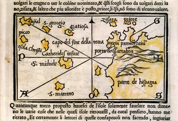 Karte des Azoren-Archipels von Benedetto Bordone