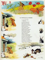 Die Zikade und die Ameise, Illustration aus den "Fabeln" von Jean de La Fontaine