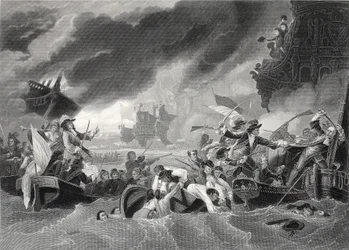 Schlacht von La Hogue, graviert von W. French