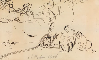 Studie von Figuren unter einem Baum sitzend