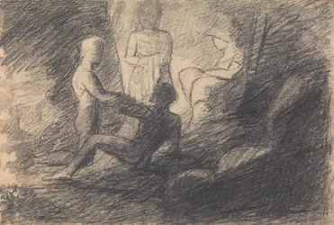 Studie von Figuren in einer Höhle