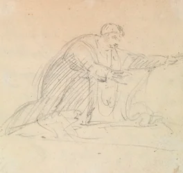 Studie eines Mannes auf seinen Knien