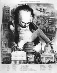 Victor Hugo (1802 - 1885), französischer Schriftsteller, Karikatur von Benjamin