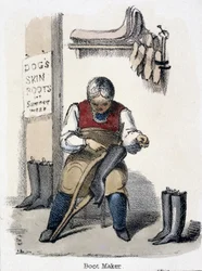 Der Schuhmacher, aus Der Hund in Grafische Illustrationen von Tieren - Ihre Nützlichkeit für den Menschen während ihres Lebens und ihre Verwendung nach dem Tod, ca. 1845