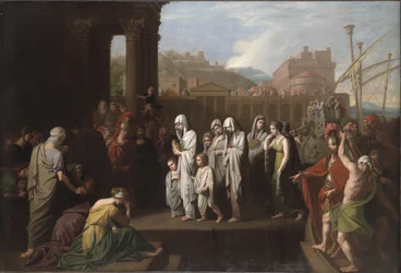 Agrippina landet in Brundisium mit der Asche des Germanicus