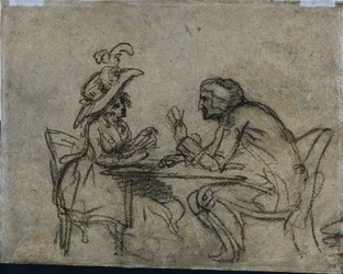 Frau und Mann beim Kartenspielen, 1792