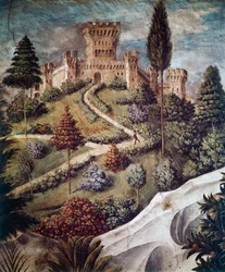 Schloss, Landschaftsdetail aus der Prozession der Heiligen Drei Könige