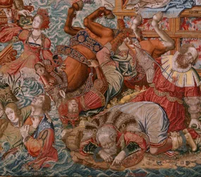 Flämischer Wandteppich. Serie Die Ehren. Fortuna, Der Weg zu den Ehren. Fünfter Wandteppich der Serie. Modell Zeichner aus dem Kreis von Bernard van Orley und Jan Gossaert de Mabuse. Herstellung Pieter van Aelst, Brüssel