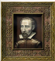 Porträt von Bernard Palissy, ausgeführt in Steingut von ihm selbst - in The work of Bernard Palissy von C. Delange und C. Borneman, Paris