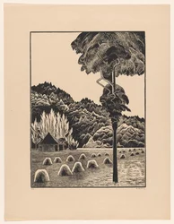 Dünenlandschaft mit Heuhaufen