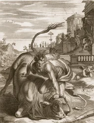 Achelous in der Gestalt eines Stiers wird von Herkules besiegt, 1731