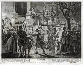 Judentum: der Weg, die Ehegatten des Gesetzes nach Hause zu führen - eine Darstellung der Prozession, mit der die Gemeinde beim Fest von Simchat Tora diejenigen ehrte, die ausgewählt wurden, um den letzten Abschnitt der Tora zu segnen und den anderen
