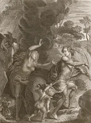 Orpheus, der Eurydike aus der Hölle führt, schaut zurück und verliert sie für immer, 1731