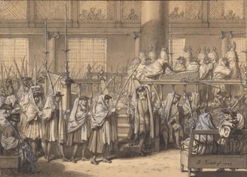Umzug mit Palmzweigen während des Laubhüttenfestes in der Portugiesischen Synagoge in Amsterdam