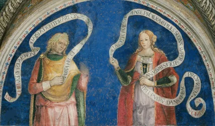 Der Prophet Ezechiel und die kimmerische Sibylle, von Pinturicchio, Bernardino, Werkstatt (1454-1513). Fresko