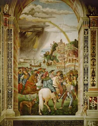 Aeneas Silvius Piccolomini, Sekretär von Kardinal Capranica, kommt in Talamone auf dem Weg zum Konzil von Basel an