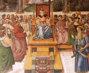 Enea Silvio Piccolomini trifft König Jakob I. von Schottland (Detail)