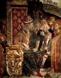 Die Auseinandersetzung der Heiligen Katharina von Alexandria mit Philosophen vor dem römischen Kaiser Maximian Hercules (Detail)