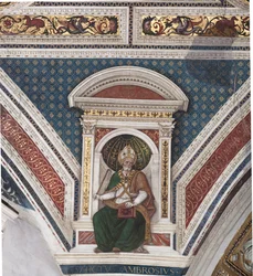 St. Ambrosius, Detail der Kirchenlehrer (Fresko)