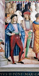 Piccolomini-Bibliothek, Südwestwand: „Pius II. kanonisiert die hl. Katharina von Siena, 29. Juni“