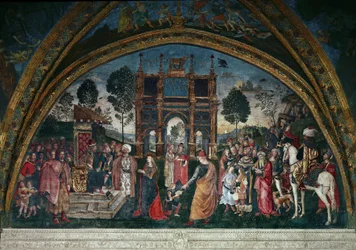 Der Streit der hl. Katharina von Alexandria mit dem Philosophen vor dem römischen Kaiser Maxentius