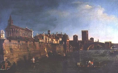 Ansicht von Verona mit dem Castello Vecchio und der Ponte Vecchio