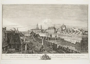 Außenansicht des italienischen Tores der Stadtmauern von Dresden