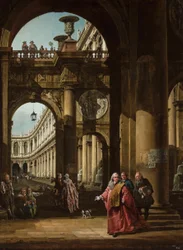 Architekturfantasie mit venezianischem Edelmann