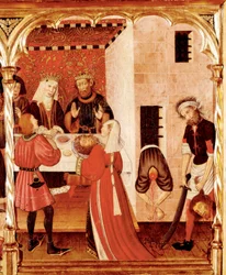 Altarbild des Heiligen Johannes, Detail, das die Enthauptung des Heiligen Johannes darstellt