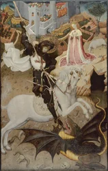 Der heilige Georg tötet den Drachen, 1434-35