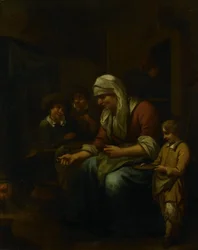 Frau beim Pfannkuchenmachen