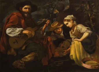 Gitarrenspieler mit Junge und Mädchen (Allegorie des Hörens und Schmeckens)