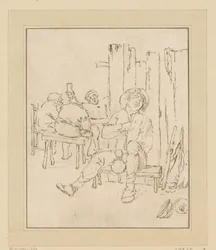 Betrunkener Bauer in der Herberge