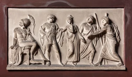 Briseis wird von Agamemnons Herolden von Achilles weggeführt