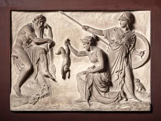 Thetis taucht Achilles in den Fluss Styx