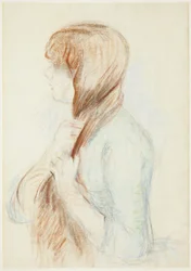 Mädchen, das ihr Haar flechtet (La Natte)