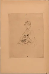 Junges Mädchen mit einer Katze, um 1888