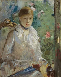 Junge Frau vor einem Fenster sitzend, genannt Sommer, 1879
