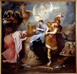 Die Opferung der Iphigenie: König Agamemnon opfert seine Tochter, um den Zorn der Artemis zu besänftigen. 17. Jahrhundert. Maße: 1,6 x 1,63 m