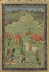 Der Kaiser Aurangzeb auf einer Sänfte getragen, ca. 1705-20