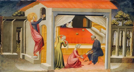 Der heilige Nikolaus stellt Mitgiften bereit, 1433-35.