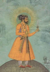 Mogulkaiser Shah Jahan stehend auf einem Globus (CBL In 07A.16)