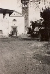 Album des Ersten Weltkriegs in Friaul-Julisch Venetien: die Kirche von Soleschiano Manzano, 01-03/1916