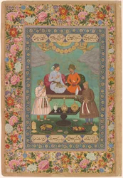 Jahangir bewirtet Shah Abbas aus dem St. Petersburger Album, ca. 1620