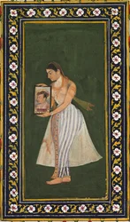 Nur Jahan, ein Porträt von Kaiser Jahangir haltend, ca. 1627