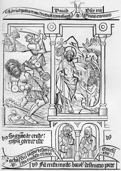 Fragment Faksimile von Seite 28 der Bibel der Armen, 1849